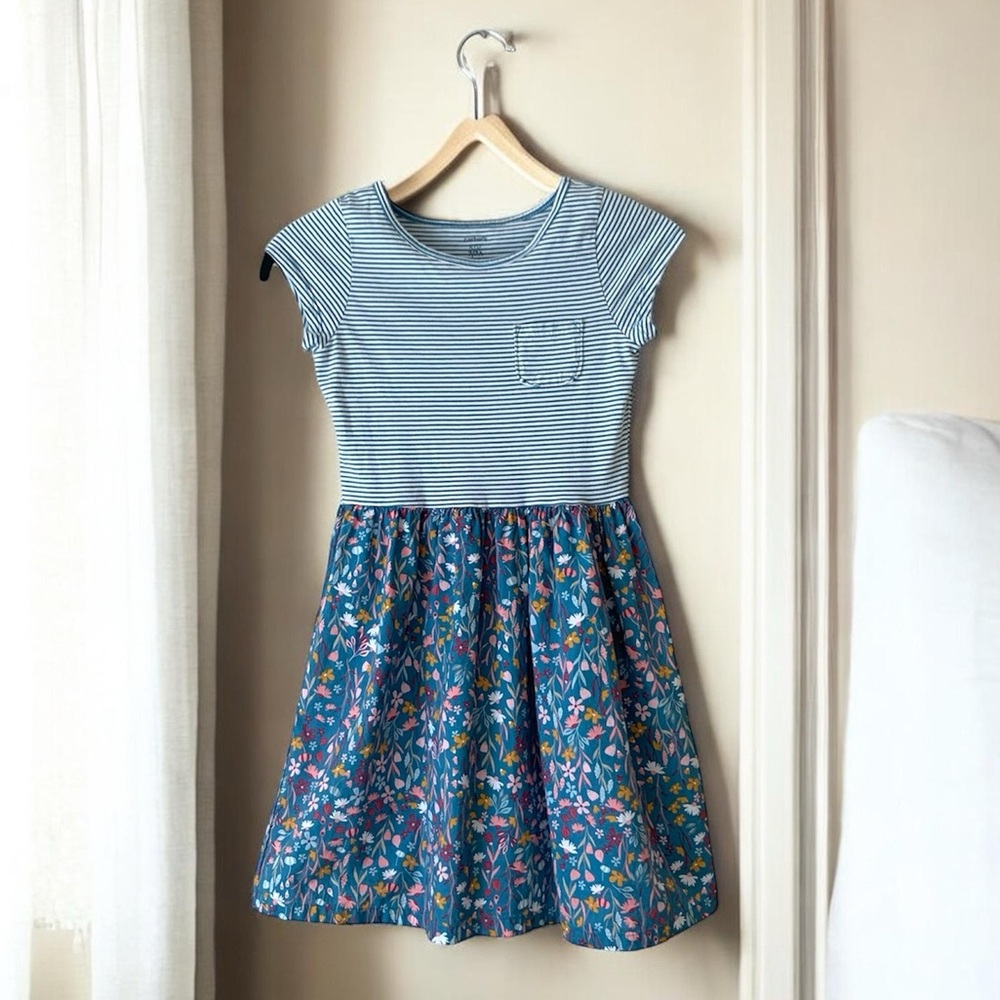 Girls Striped and Floral Dress